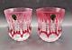 NEW RARE WATERFORD NOW CRYSTALS Red Ruby DOUBLE OLD FASHIONED GLASSES 2