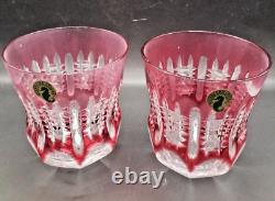 NEW RARE WATERFORD NOW CRYSTALS Red Ruby DOUBLE OLD FASHIONED GLASSES 2