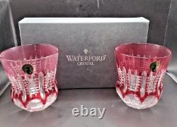 NEW RARE WATERFORD NOW CRYSTALS Red Ruby DOUBLE OLD FASHIONED GLASSES 2