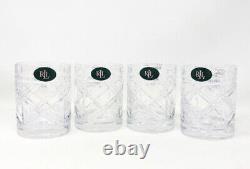 NEW Ralph Lauren Crystal Brogan Classic Set of 4 Double Old Fashioned Glasses