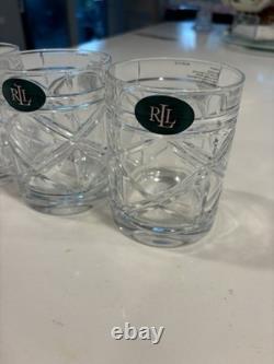 NEW Ralph Lauren Crystal Brogan Classic Set of 4 Double Old Fashioned Glasses