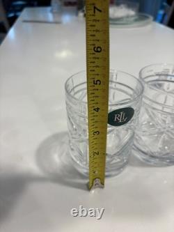 NEW Ralph Lauren Crystal Brogan Classic Set of 4 Double Old Fashioned Glasses