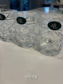 NEW Ralph Lauren Crystal Brogan Classic Set of 4 Double Old Fashioned Glasses