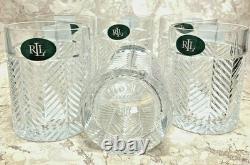 NEW! Ralph Lauren Crystal HERRINGBONE DOUBLE OLD FASHIONED GLASSES Set of 6
