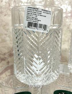 NEW! Ralph Lauren Crystal HERRINGBONE DOUBLE OLD FASHIONED GLASSES Set of 6
