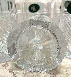 NEW! Ralph Lauren Crystal HERRINGBONE DOUBLE OLD FASHIONED GLASSES Set of 6