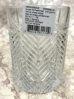 NEW! Ralph Lauren Crystal HERRINGBONE DOUBLE OLD FASHIONED GLASSES Set of 6