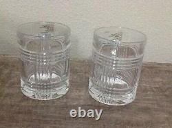 NEW SET OF 2 RALPH LAUREN Lead Crystal GLEN PLAID DOUBLE OLD FASHIONED GLASSES