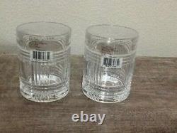 NEW SET OF 2 RALPH LAUREN Lead Crystal GLEN PLAID DOUBLE OLD FASHIONED GLASSES