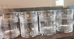 NEW SET OF 4 RALPH LAUREN Lead Crystal GLEN PLAID DOUBLE OLD FASHIONED GLASSES