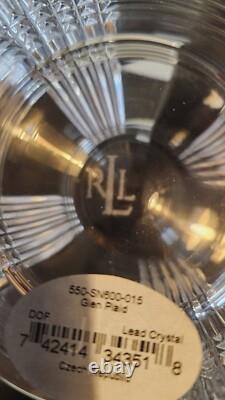 NEW SET OF 4 RALPH LAUREN Lead Crystal GLEN PLAID DOUBLE OLD FASHIONED GLASSES