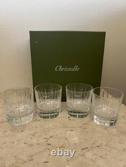 NEW Set of Four CHRISTOFLE Crystal IRIANA Double Old Fashioned Glasses 3 5/8