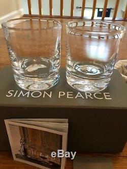 NEW Simon Pearce Set of 2 Ascutney Double Old-Fashioned Whiskey Glasses Gift Box