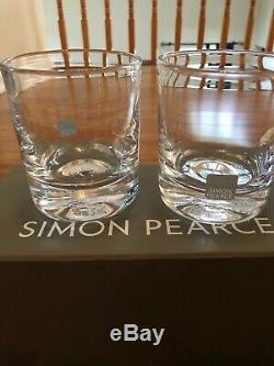 NEW Simon Pearce Set of 2 Ascutney Double Old-Fashioned Whiskey Glasses Gift Box
