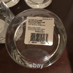 NEW The POLO BAR RALPH LAUREN Double Old Fashioned 13 oz etched, Set of 4