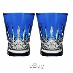 NEW Waterford Lismore Pops COBALT BLUE Double Old Fashioned DOF Pair # 40019536