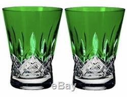 NEW Waterford Lismore Pops EMERALD GREEN Double Old Fashioned DOF Pair #40019538