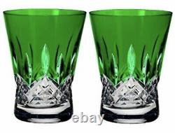 NEW Waterford Lismore Pops EMERALD GREEN Double Old Fashioned DOF Pair NIB