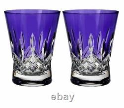 NEW Waterford Lismore Pops PURPLE Double Old Fashioned DOF Pair # 40019537 NIB