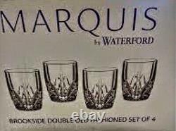 NEW Waterford MARQUIS Brookside DOUBLE OLD FASHIONED Glasses SET of 4 NOS Mint