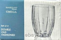 NEW Waterford MARQUIS Omega DOUBLE OLD FASHIONED Glasses SET of 4 NOS Mint