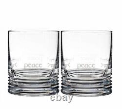 NEW Waterford OGHAM (2) PEACE Double Old Fashioned DOF Pair CRYSTAL Glasses NWOB