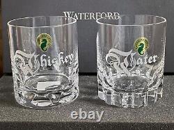 NEW Waterford WHISKEY & WATER Crystal Double Old Fashioned DOF GLASS / SET OF 2