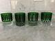 NEW Williams Sonoma Green Wilshire Jewel Cut Double Old-Fashioned Glass Set/4