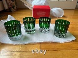 NEW Williams Sonoma Green Wilshire Jewel Cut Double Old-Fashioned Glass, Set 4