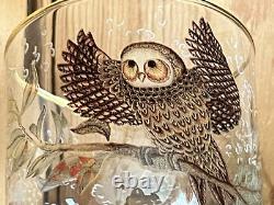 NEW Williams Sonoma OWL Double Old Fashioned Whiskey Glasses Set of 4 Autumn NIB