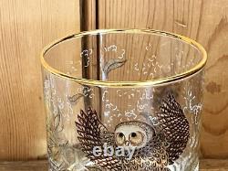 NEW Williams Sonoma OWL Double Old Fashioned Whiskey Glasses Set of 4 Autumn NIB