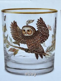 NEW Williams Sonoma OWL Double Old Fashioned Whiskey Glasses Set of 4 Autumn NIB