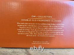 NEW Williams Sonoma OWL Double Old Fashioned Whiskey Glasses Set of 4 Autumn NIB