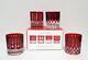 NEW Williams Sonoma Set of 4 Red Wilshire Jewel Cut Double Old-Fashioned Glasses