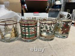 NEW Williams Sonoma Vintage Holiday Double-Old Fashioned Glasses Set Of 4