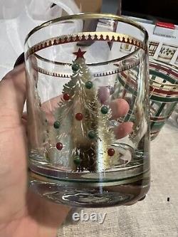NEW Williams Sonoma Vintage Holiday Double-Old Fashioned Glasses Set Of 4