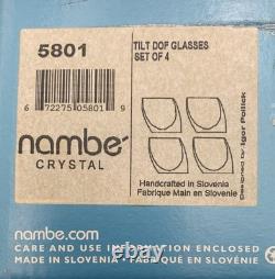 NIB 4 Nambe 5801 Tilt Double Old Fashioned Glasses Crystal Whiskey Signed