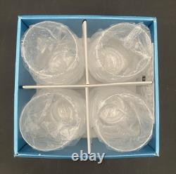 NIB 4 Nambe 5801 Tilt Double Old Fashioned Glasses Crystal Whiskey Signed