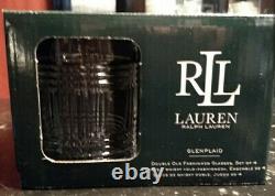 NIB 4 RALPH LAUREN Glen Plaid Lead Crystal Whiskey Glasses Double Old Fashioned