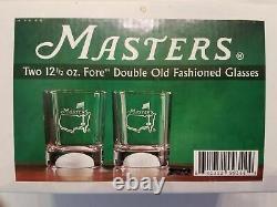 NIB Masters Golf Two 12 1/2 oz Fore Double Old Fashioned Glasses Golf New VTG