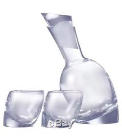 NIB Nambe Tilt Decanter Set with Two Double Old-Fashioned Glasses (Ret. $225)