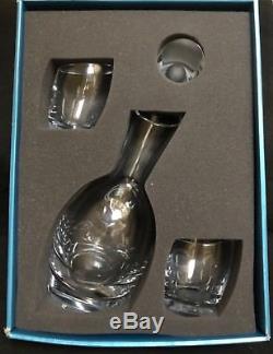 NIB Nambe Tilt Decanter Set with Two Double Old-Fashioned Glasses (Ret. $225)