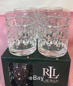 NIB! Ralph Lauren Set Of 8 Aston Double Old Fashioned Whiskey Crystal Glasses