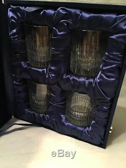 NIB Signed Faberge Double Old Fashioned Rocks Whiskey Glasses Set of 4 Highball