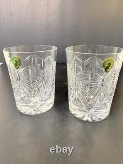 NIB Waterford Crystal Millennium Series Double Old Fashioned SET 2 HAPPINESS