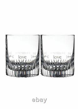 NIB Waterford Crystal OGHAM LOVE Double Old Fashioned DOF Pair of 2 Glasses 12Oz