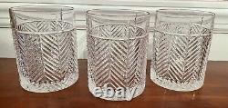 NWOT Set of 3 RALPH LAUREN HERRINGBONE Double Old Fashioned Crystal Glasses