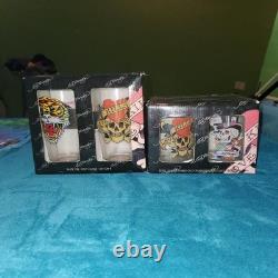 NWT Ed Hardy Pint Glass & Double Old Fashioned Glasses Set of 4 Y2k