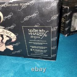 NWT Ed Hardy Pint Glass & Double Old Fashioned Glasses Set of 4 Y2k