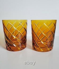 Nachtmann Skin Tumbler Double Old Fashioned Lowball Whiskey Glass Amber Gold